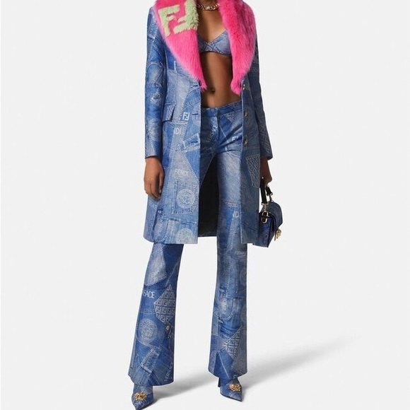Versace x Fendi: Jean Denim Patchwork Flared Pants *RARE* (on Runway) - Picture 12 of 17